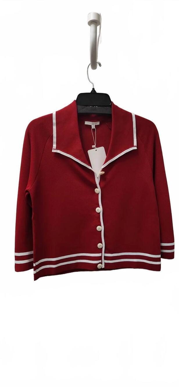 NEW JOH women's knit collared jacket in red